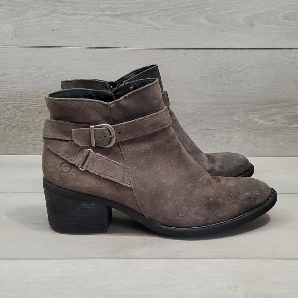 Born Women Adia Comfort Suede Ankle Heels boots shoes sz 8M